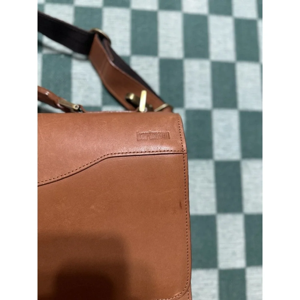 Hartmann Belting Leather Flapover Messenger‎ Double Gusset Briefcase Attache Nos